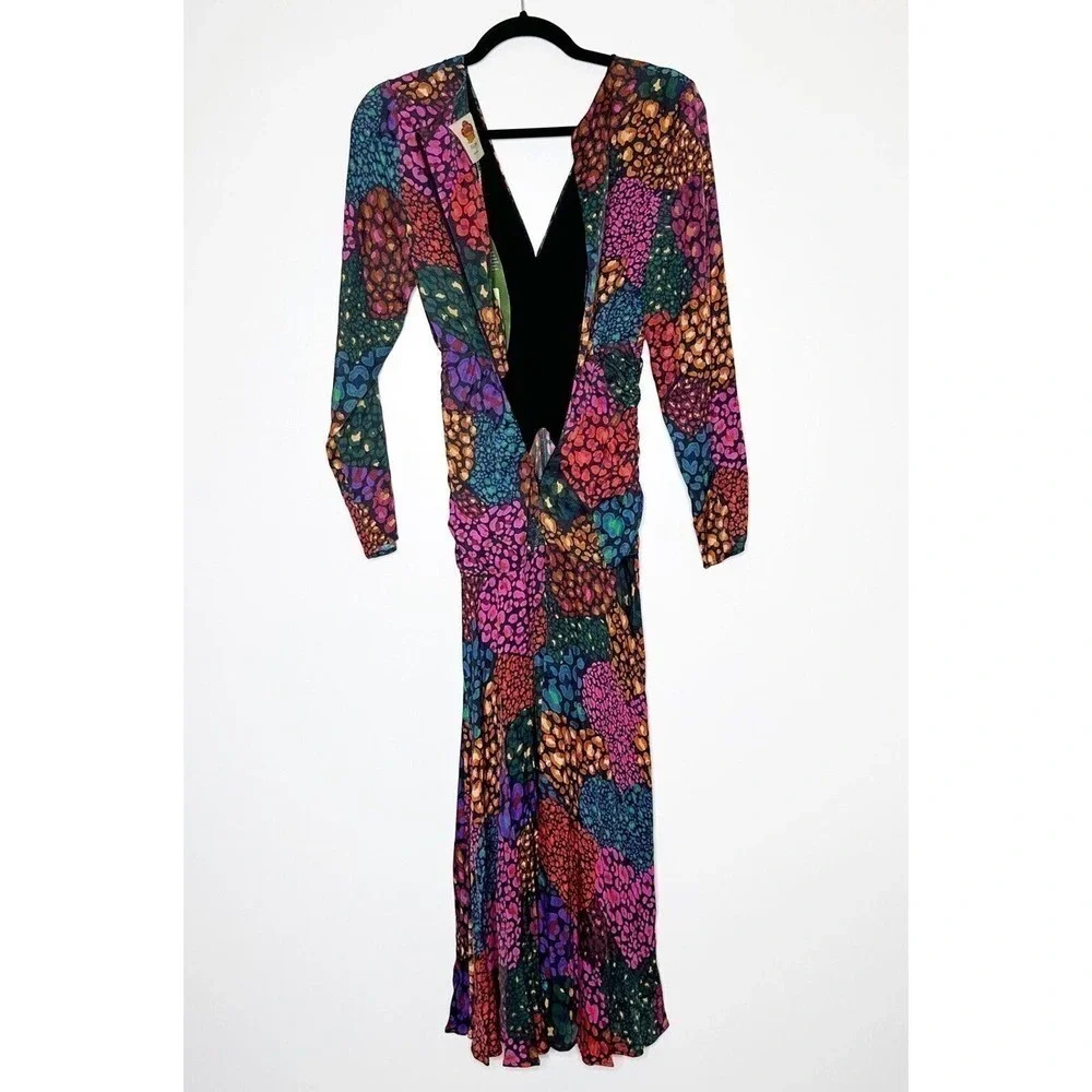 NWT Farm Rio Rainbow Hearts Midi Dress Long Sleeve Women's Multicolor Size XS - Picture 5 of 8